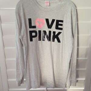 Victoria's Secret Gray Long Sleeve with Black and Pink Accents